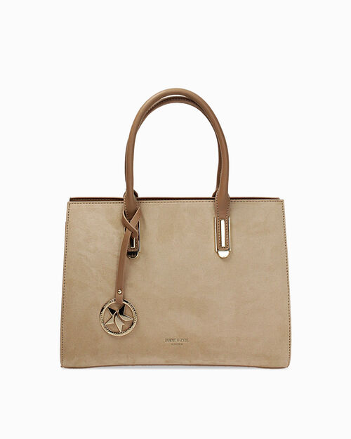 Borsa a mano beige con tracolla removibile, BEIGE