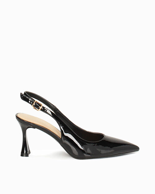 D&eacute;collet&eacute; slingback nere tacco 7,5 cm, BLACK