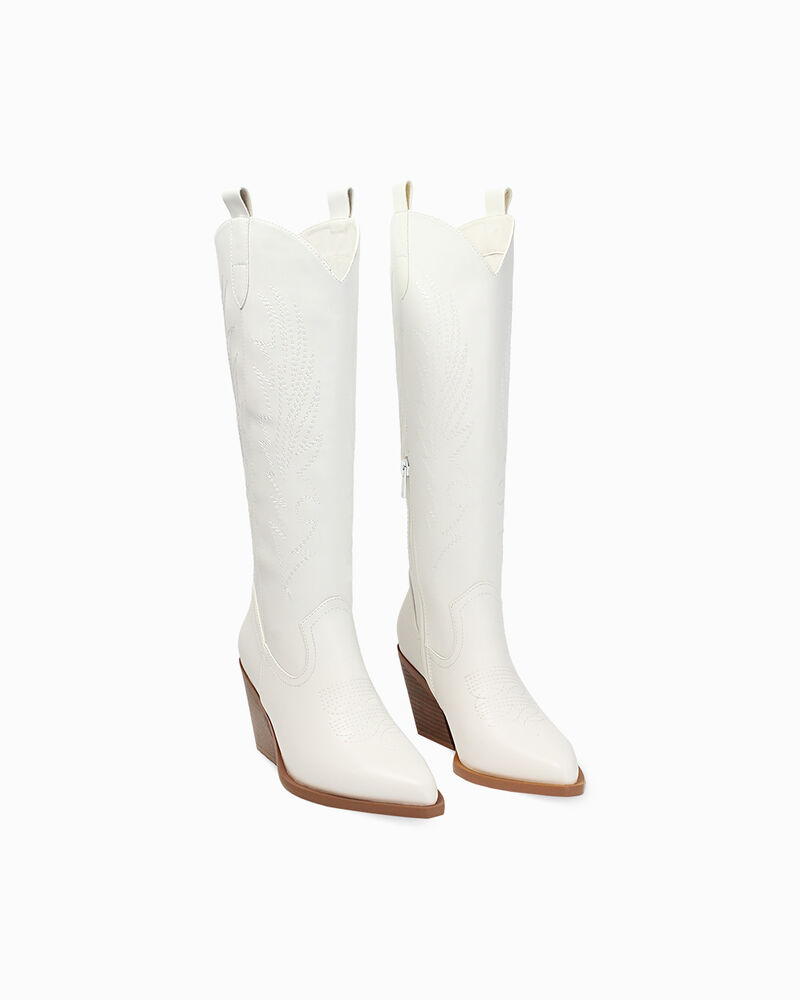 Stivali bianchi texani tacco 5 cm,  image number null