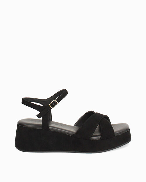 Zeppe nere tacco 5,8 cm, BLACK