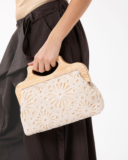 BAG HANDBAG MACRAME PANN, CREAM