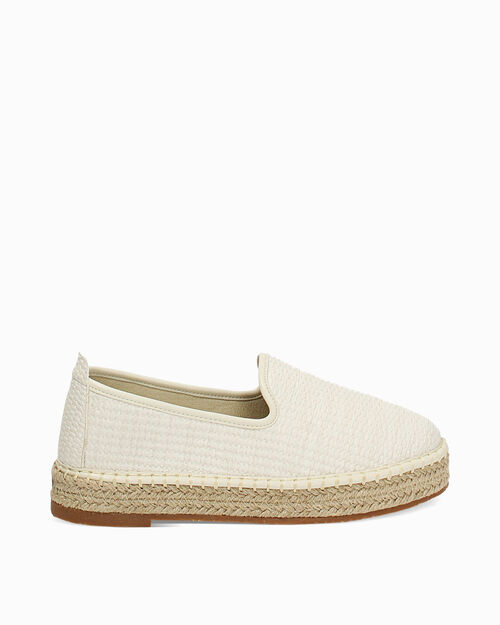 Espadrillas panna con tacco basso, CREAM