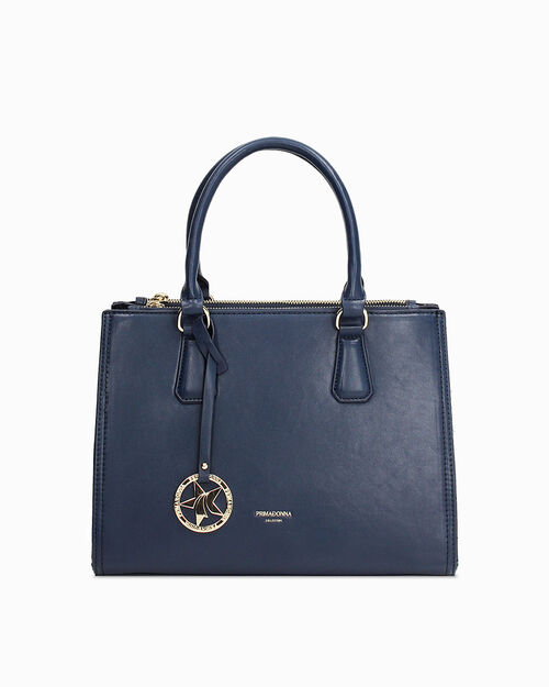 Borsa a mano blu con tracolla removibile, BLUE