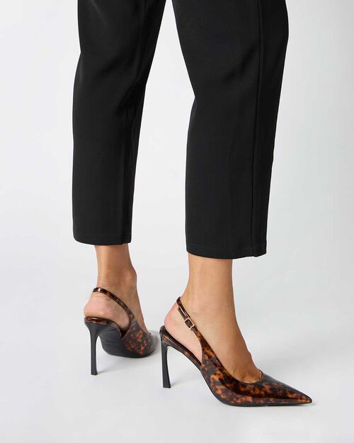 D&eacute;collet&eacute; slingback leopard con tacco 9 cm, LEOPARD