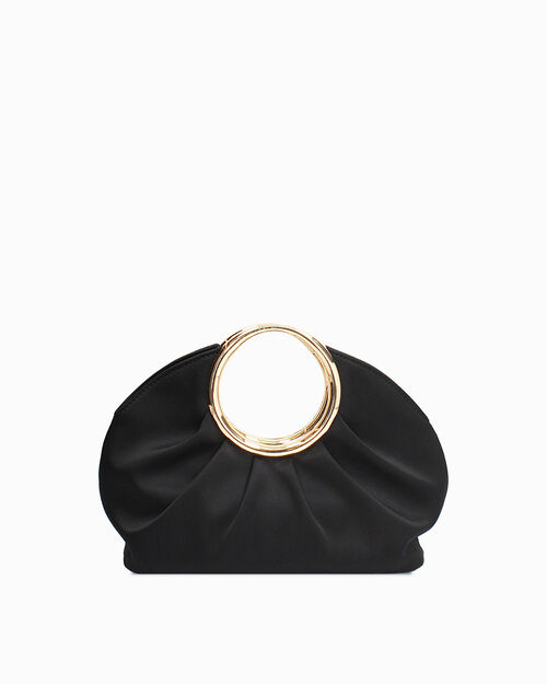 Pochette nera con tracolla removibile, BLACK