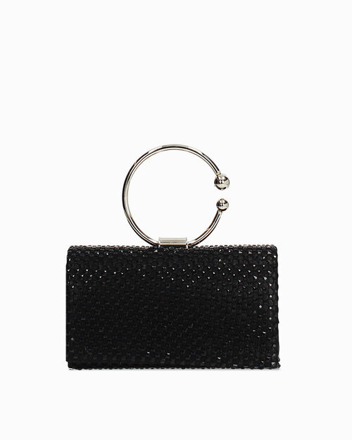 Mini bag nera con pietre luminose, MULTI COLOR