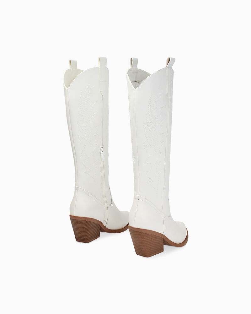 Stivali bianchi texani tacco 5 cm,  image number null
