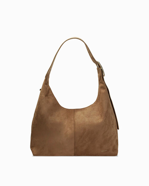 Borsa a spalla taupe con tasche capienti, TAUPE