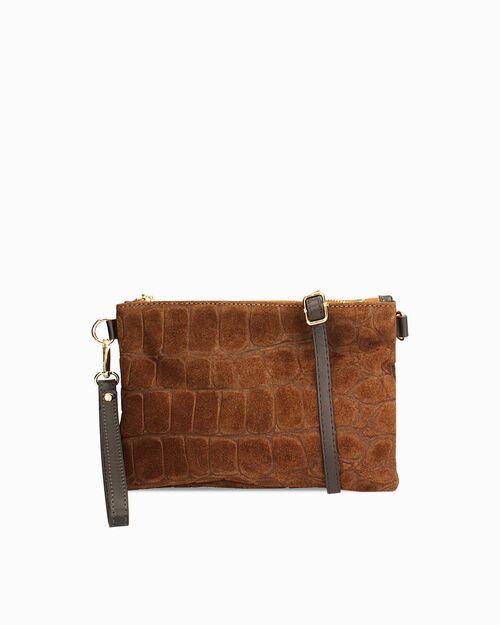 BAG POCHETTE BAG SUEDE-COCONUT NOCC, BROWN