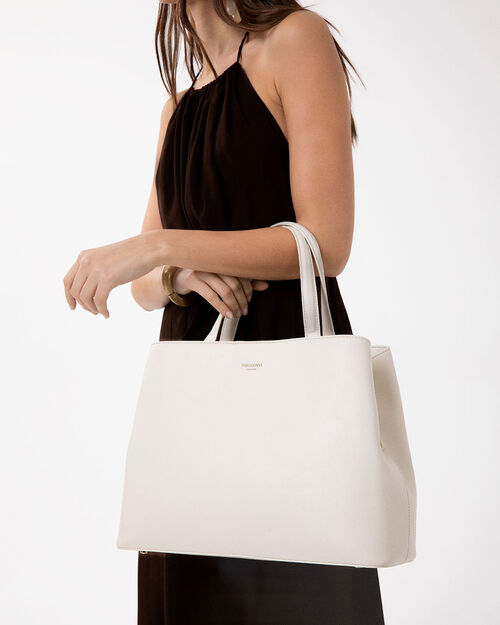 Borsa a mano panna con tracolla removibile, CREAM
