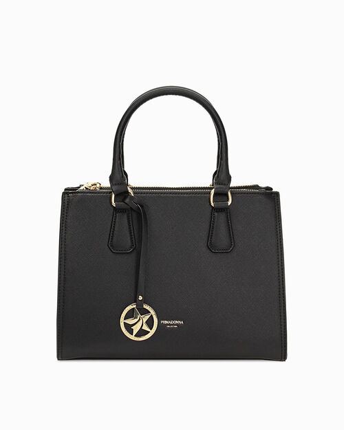 Borsa a mano nera con tracolla removibile, BLACK