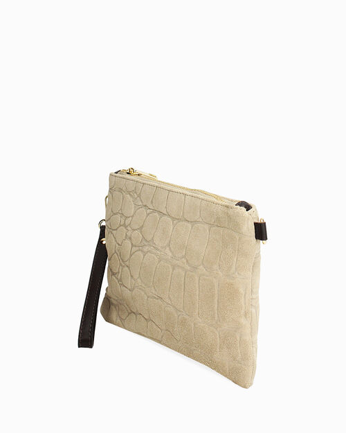BAG POCHETTE BAG SUEDE-COCONUT TAUP, TAUPE