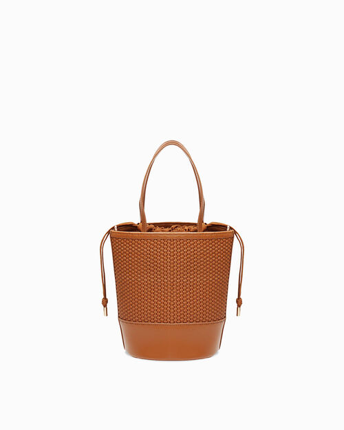 Borsa a mano cognac con tracolla removibile, COGNAC
