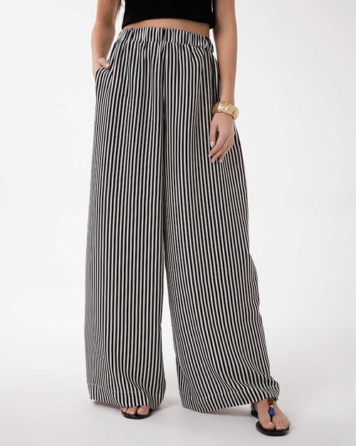 Pantaloni nero-beige con eleganti contrasti, MULTI COLOR