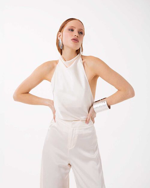 Top panna con dettagli raffinati, CREAM