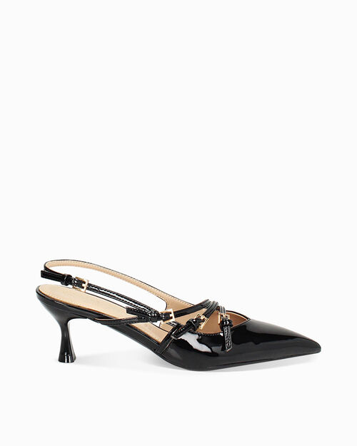 D&eacute;collet&eacute; slingback nere tacco 6 cm, BLACK