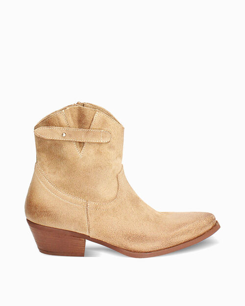 Tronchetto texano in camoscio taupe, TAUPE