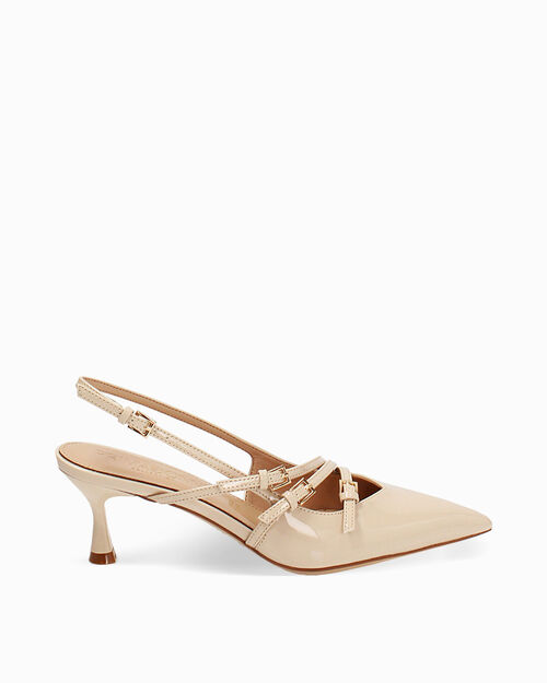 D&eacute;collet&eacute; slingback beige tacco 6 cm, BEIGE
