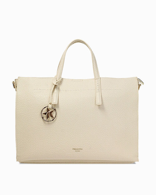 Borsa a mano beige con tracolla removibile, BEIGE