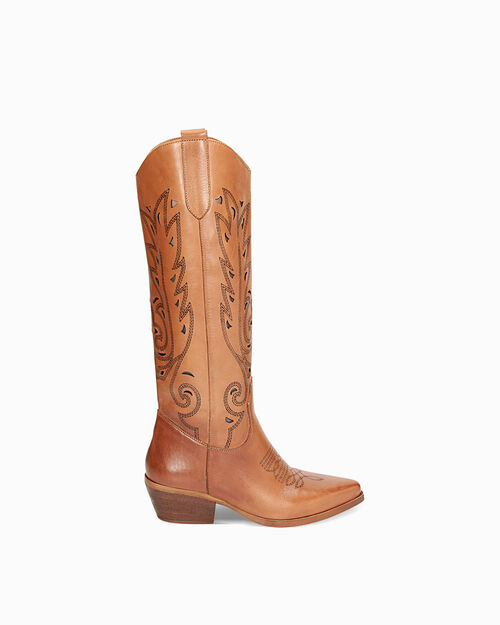 Stivali texani cognac in pelle, 