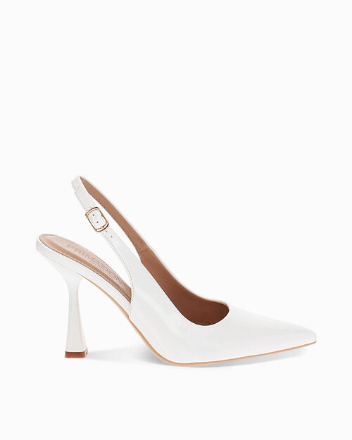 D&eacute;collet&eacute; slingback bianche tacco 9,5 cm, WHITE