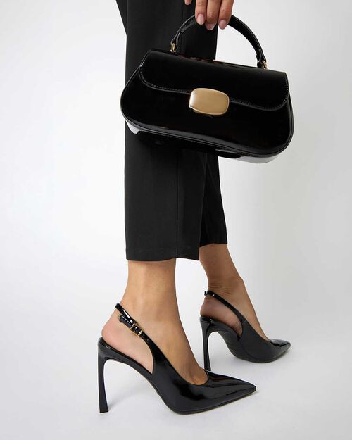 D&eacute;collet&eacute; slingback nere con tacco di 9 cm, BLACK