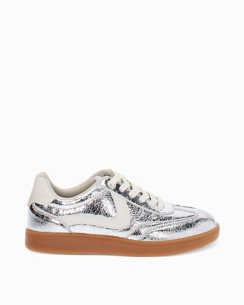 Sneakers donna argento in crack laminato, SILVER