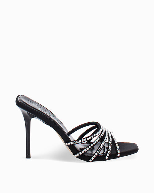 Mules open toe nere tacco 9 cm, BLACK