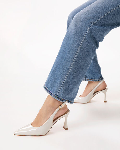 D&eacute;collet&eacute; panna tacco 7,5 cm, CREAM