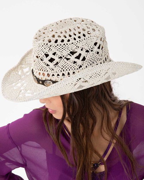Cappello bianco in stile country, WHITE