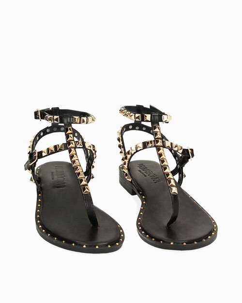 Infradito neri con borchie, BLACK