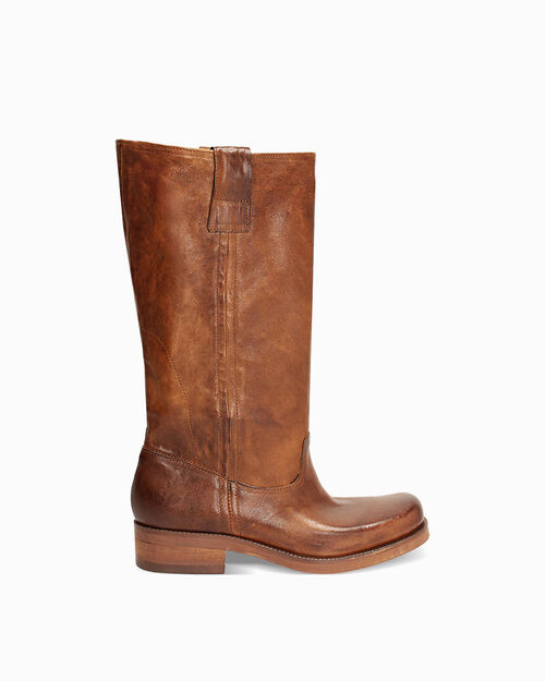 BOOTS RAIN BIKER LEATHER WASHED COGN, COGNAC
