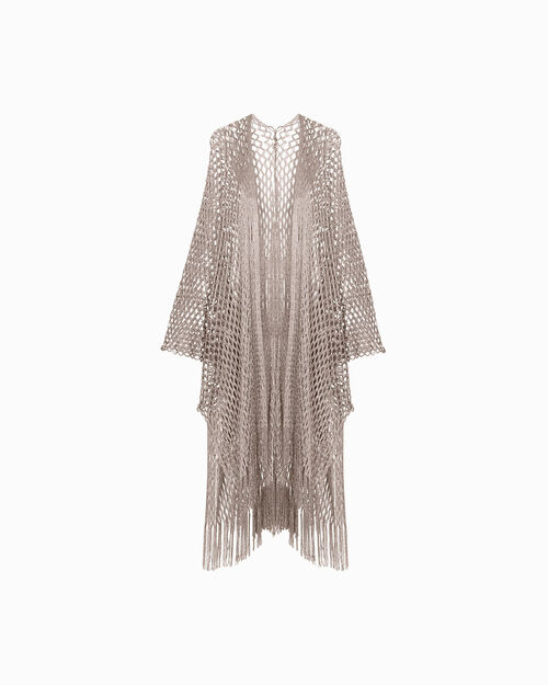 Poncho elegante color taupe, TAUPE